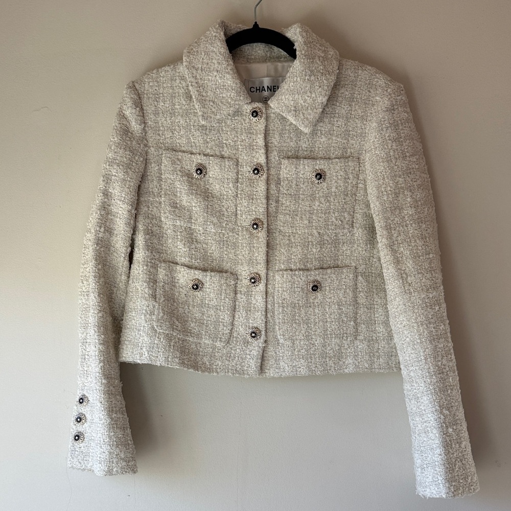 Chanel Women's Cream Textured Blazer